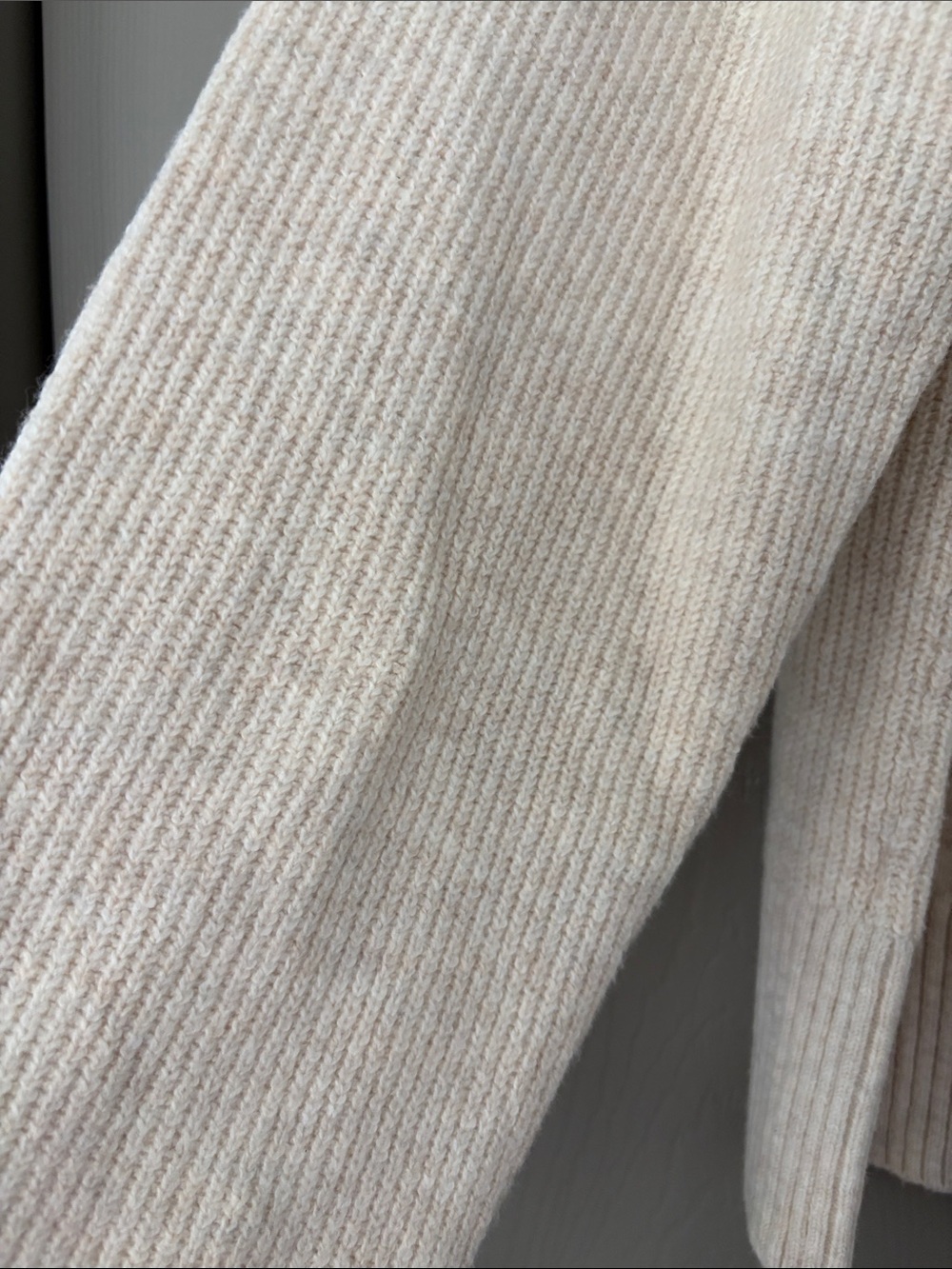 LOFT Oatmeal Button-Front V-Neck Cardigan Sweater - Picture 3 of 10